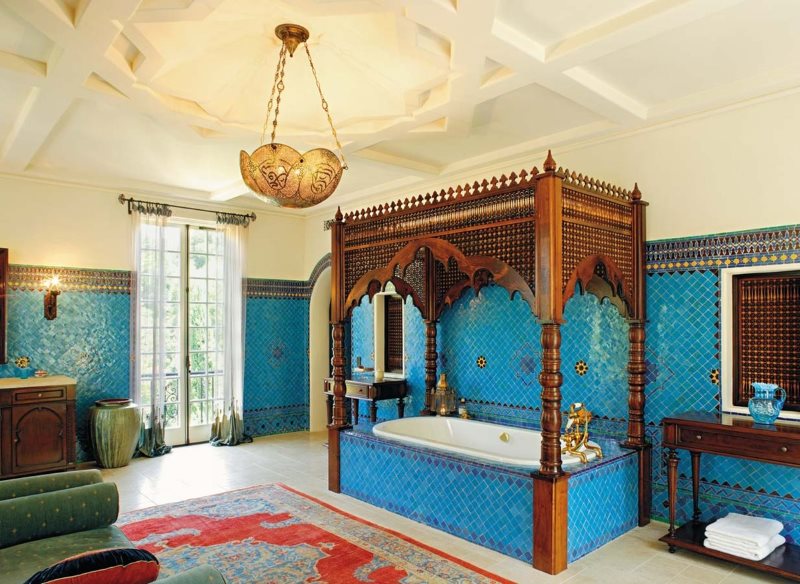 Gỗ trong nội thất phòng tắm phong cách arabic