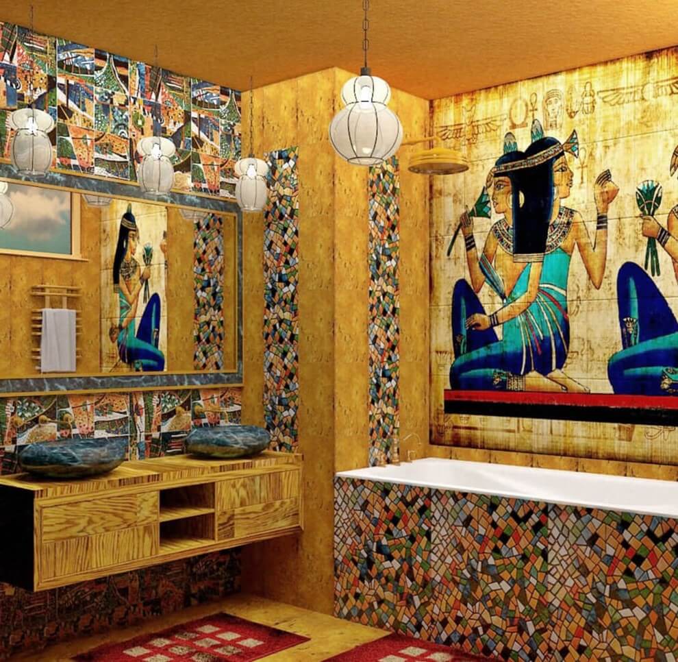 Décoration de salle de bain de style égyptien
