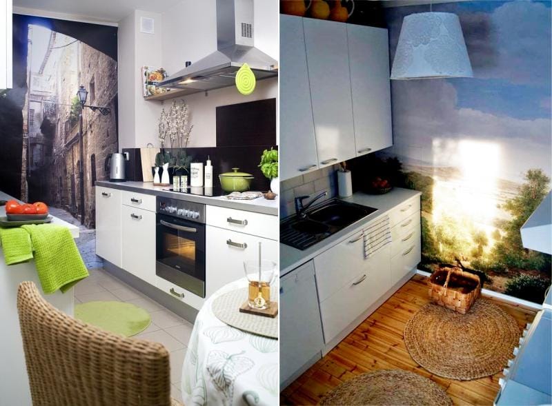 Tùy chọn sử dụng hình nền ảnh trong nội thất nhà bếp 6 mét vuông