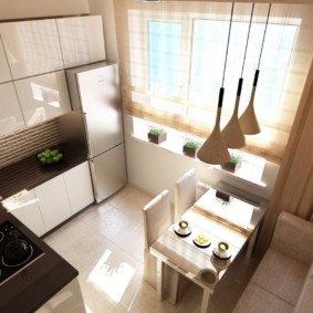 Diseño de una pequeña cocina con juego de esquina.