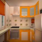 Design de bucătărie cu mobilier portocaliu