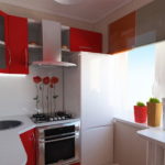 Sarkanā un baltā komplekts modernai virtuvei