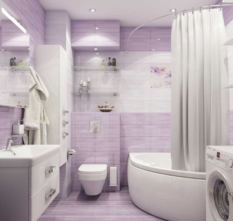 Lilac gạch trên tường phòng tắm