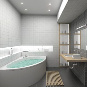 Góc tắm nước trong một căn phòng với những bức tường màu xám