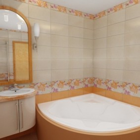 Banyoda dikdörtgen seramik döşemeli duvar dekorasyonu