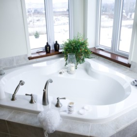 Baignoire avec hydromassage dans la salle de bain d'une maison privée