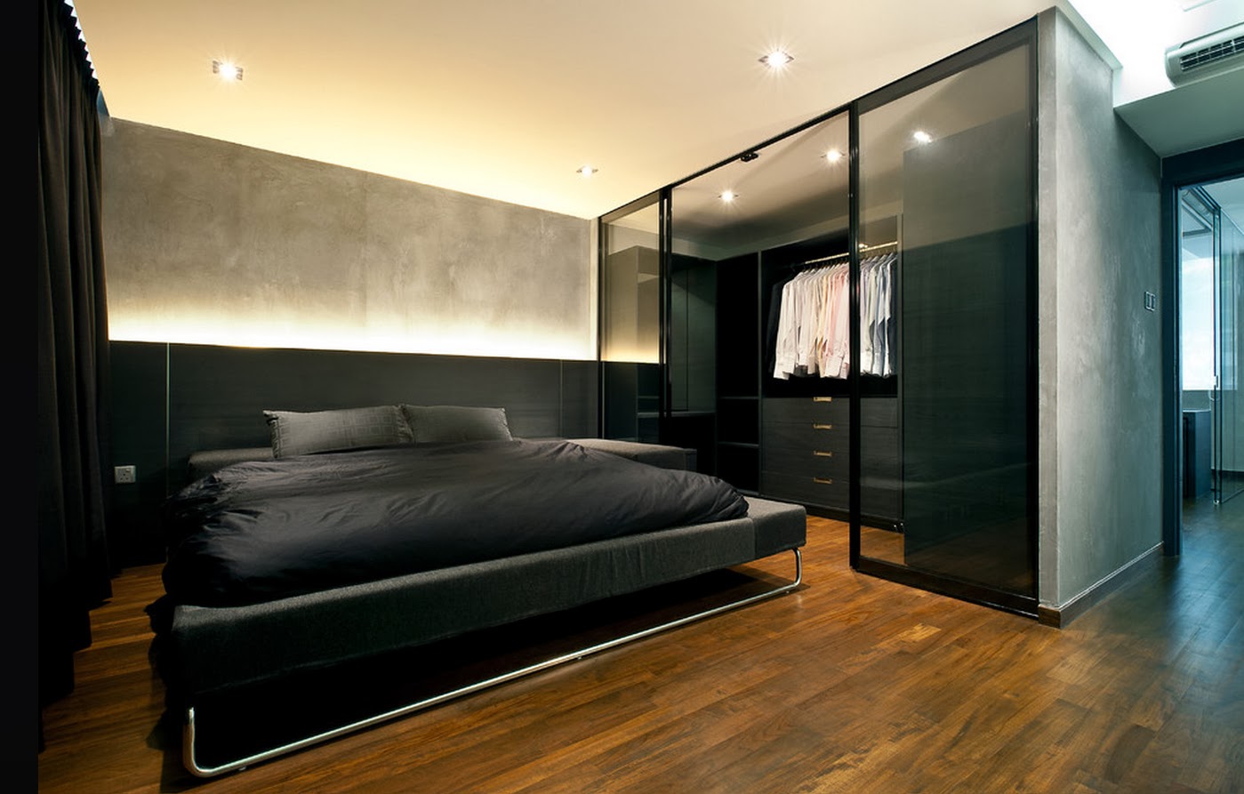 black sliding wardrobe for a bedroom