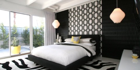 עיצוב חדר שינה שחור לבן
