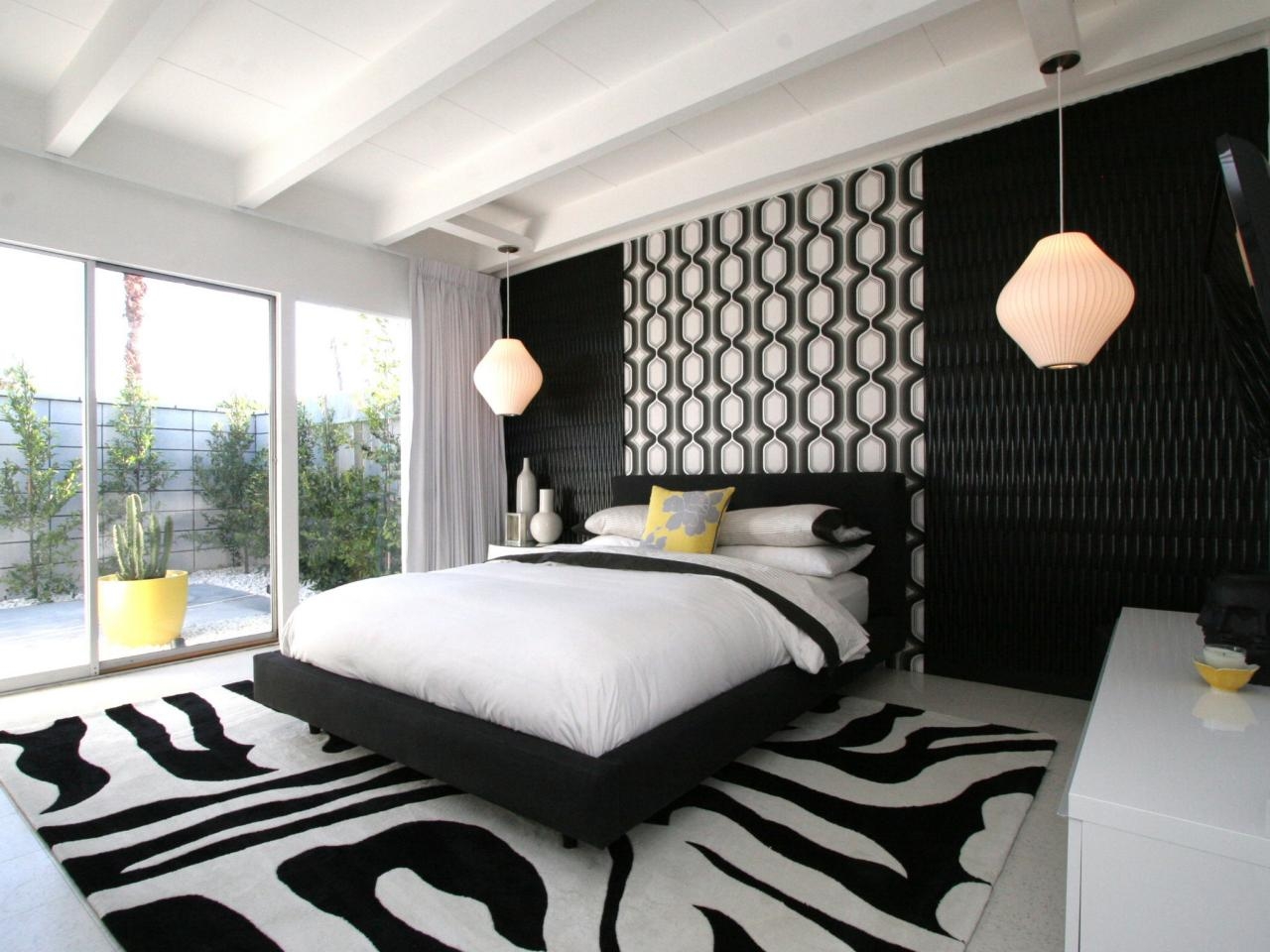 עיצוב חדר שינה שחור לבן