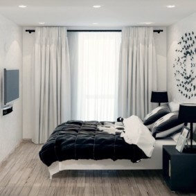 صورة غرفة نوم الديكور بالأبيض والأسود