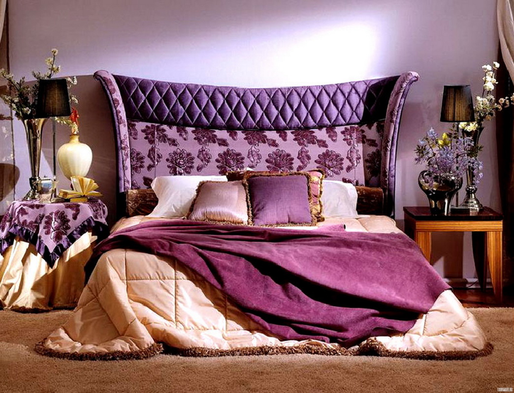 mor yatak odası dekor fotoğraf