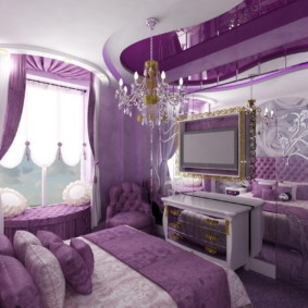 การออกแบบภาพห้องนอนสีม่วง