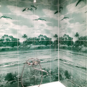 Côte de la mer sur les panneaux de la salle de bain