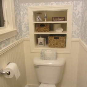 Shelves for small things in the toilet wall
