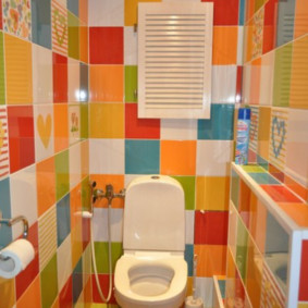 Bright tile in the toilet room