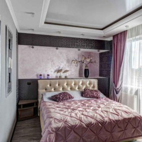 mor yatak odası iç tasarım fotoğraf