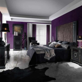 mor yatak odası iç görünümler