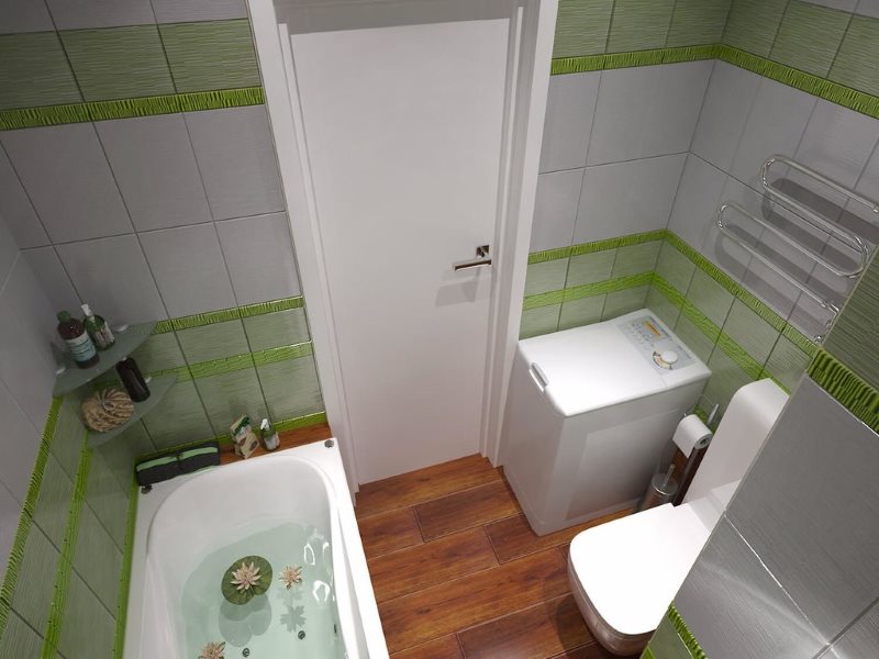 Sàn gỗ nâu trong phòng tắm nhỏ