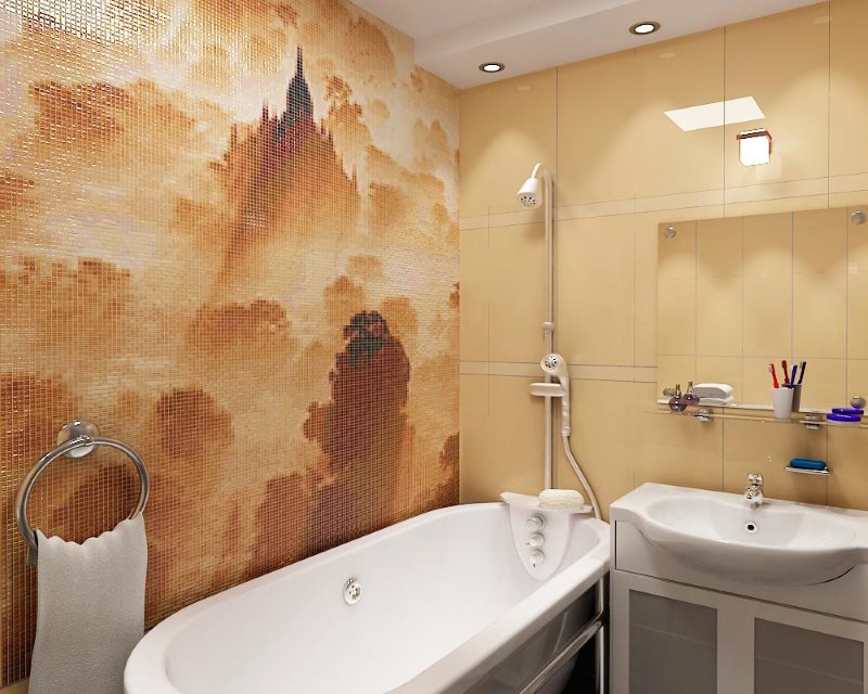 Mur d'accent en mosaïque dans la salle de bain