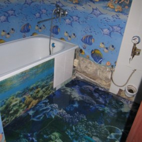 Marine theme in the interior of the bathroom