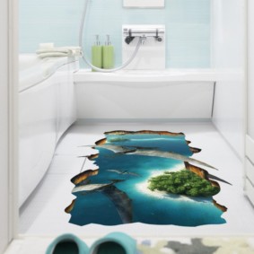 Photo printing in the interior decoration of the bathroom
