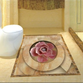 Mosaïque en céramique sur le plancher des toilettes