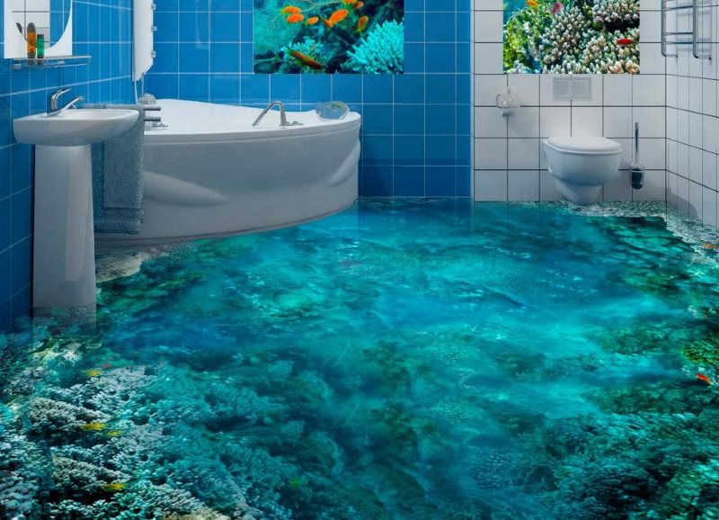 Sea floor on the bathroom floor
