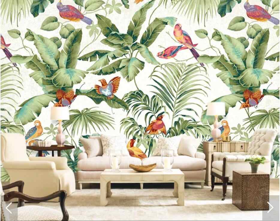 living room wallpaper with birds