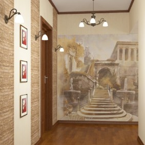 hallway in Khrushchev with wallpaper