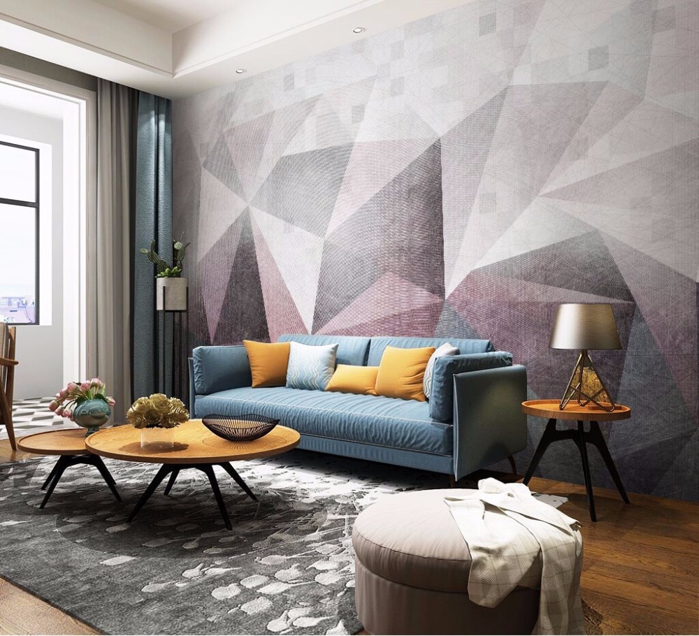 wallpaper cv living room with abstract pattern