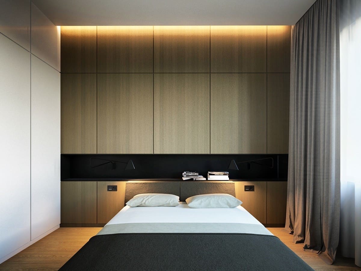 minimalizm yatak odası aydınlatma