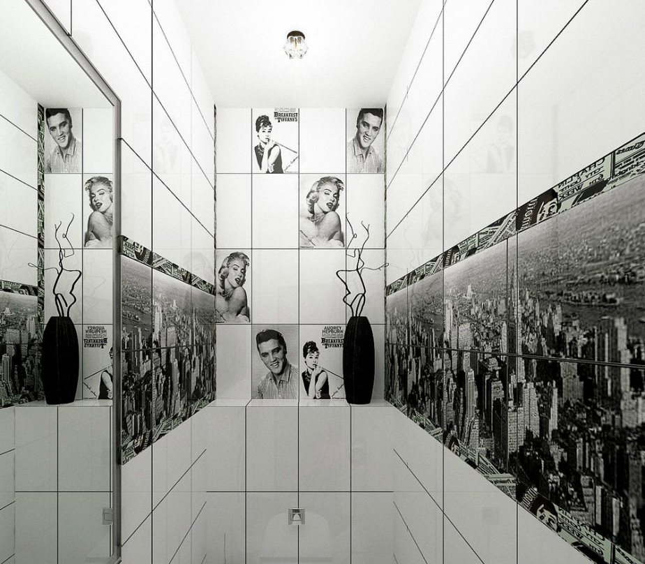 طباعة الصور على جدار مرحاض صغير