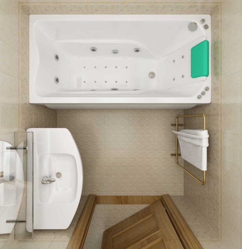 Design de banheiro em azulejo bege