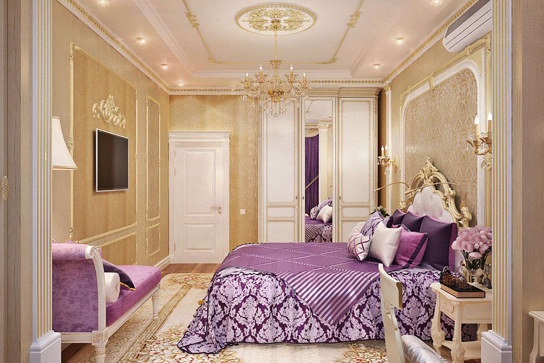 photo de décoration de chambre lilas
