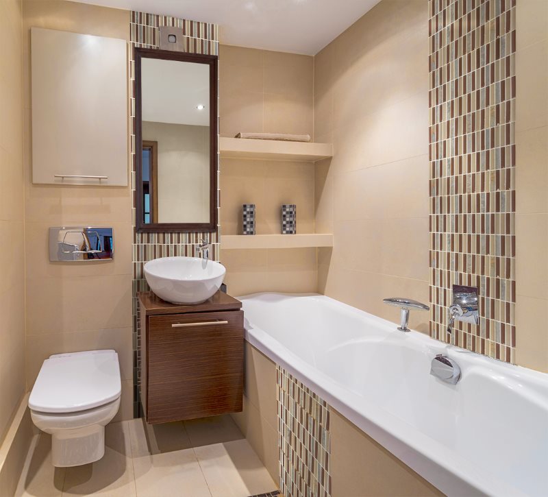 Vannas istabas dizains Hruščovā pēc apvienošanas ar tualeti