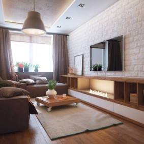 guļamistaba-dzīvojamā istaba 18 kv.m. dizaina idejas
