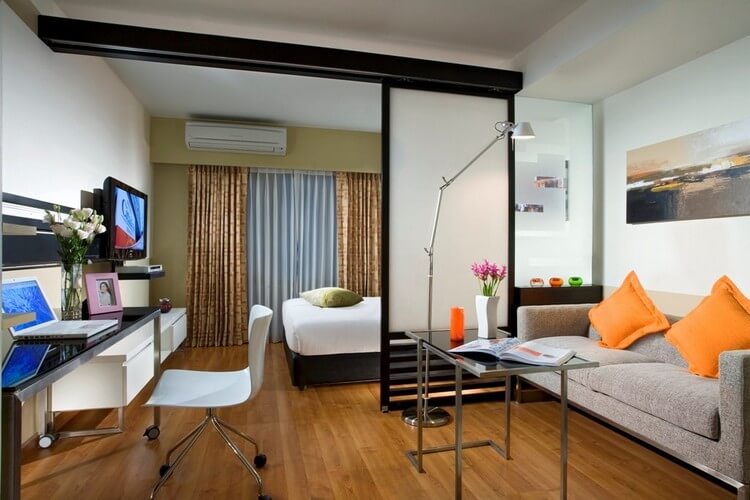 yatak odası-oturma odası 18 metrekare fotoğraf tasarımı
