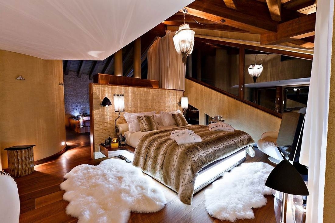 dağ evi yatak odası tasarımı fotoğraf