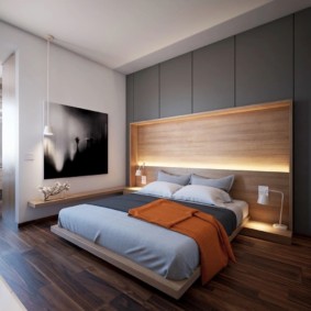 minimālisma stila guļamistabas interjera skati