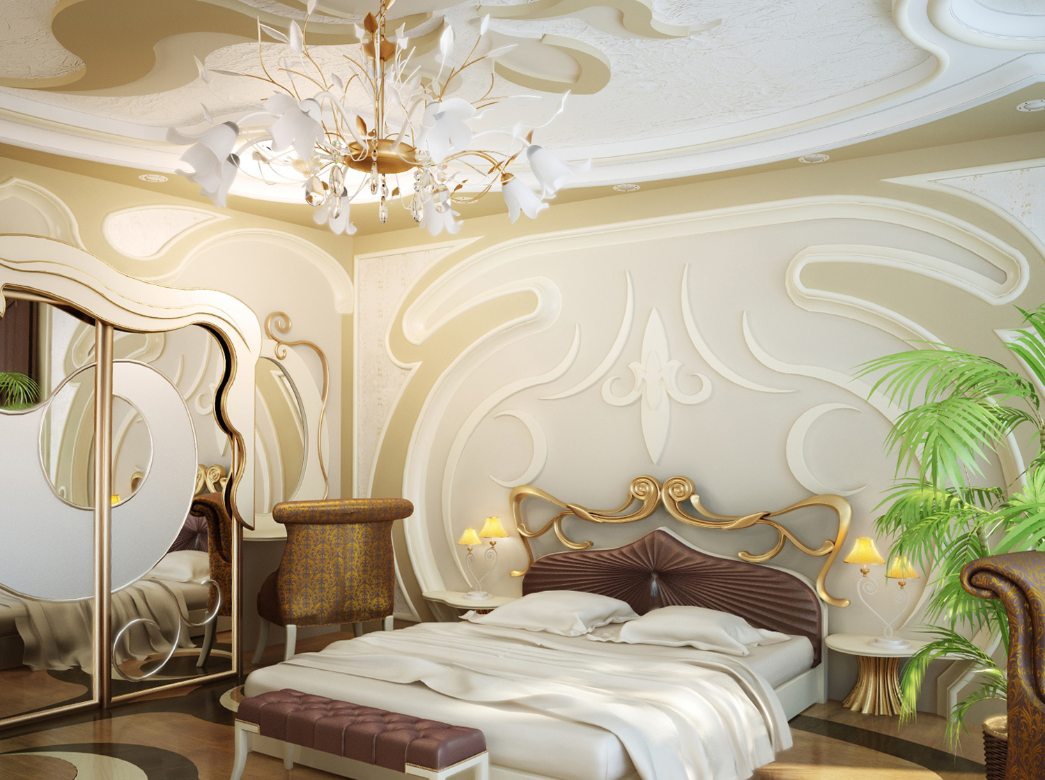 Art Nouveau yatak odası dekor fotoğraf