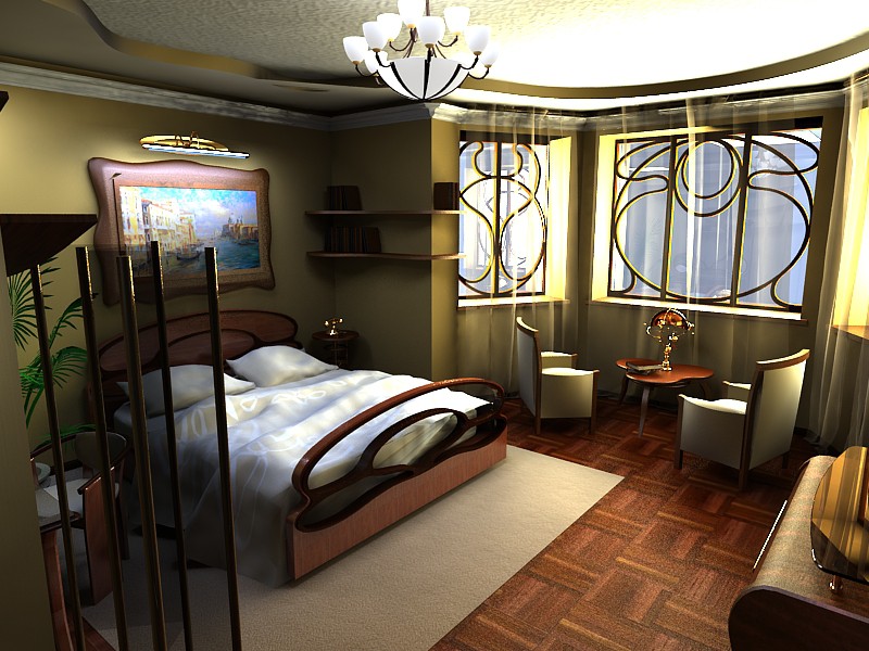Art Nouveau yatak odası