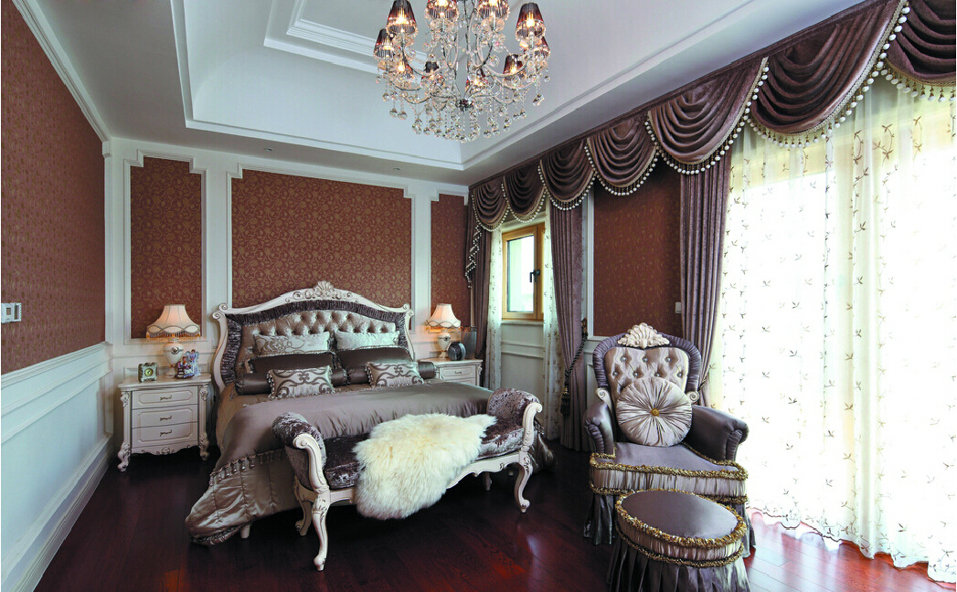 neoklasik yatak odası tasarım fotoğraf