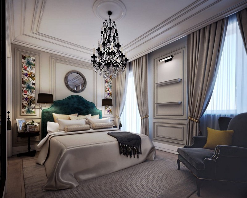 neoklasik yatak odası fotoğraf tasarımı