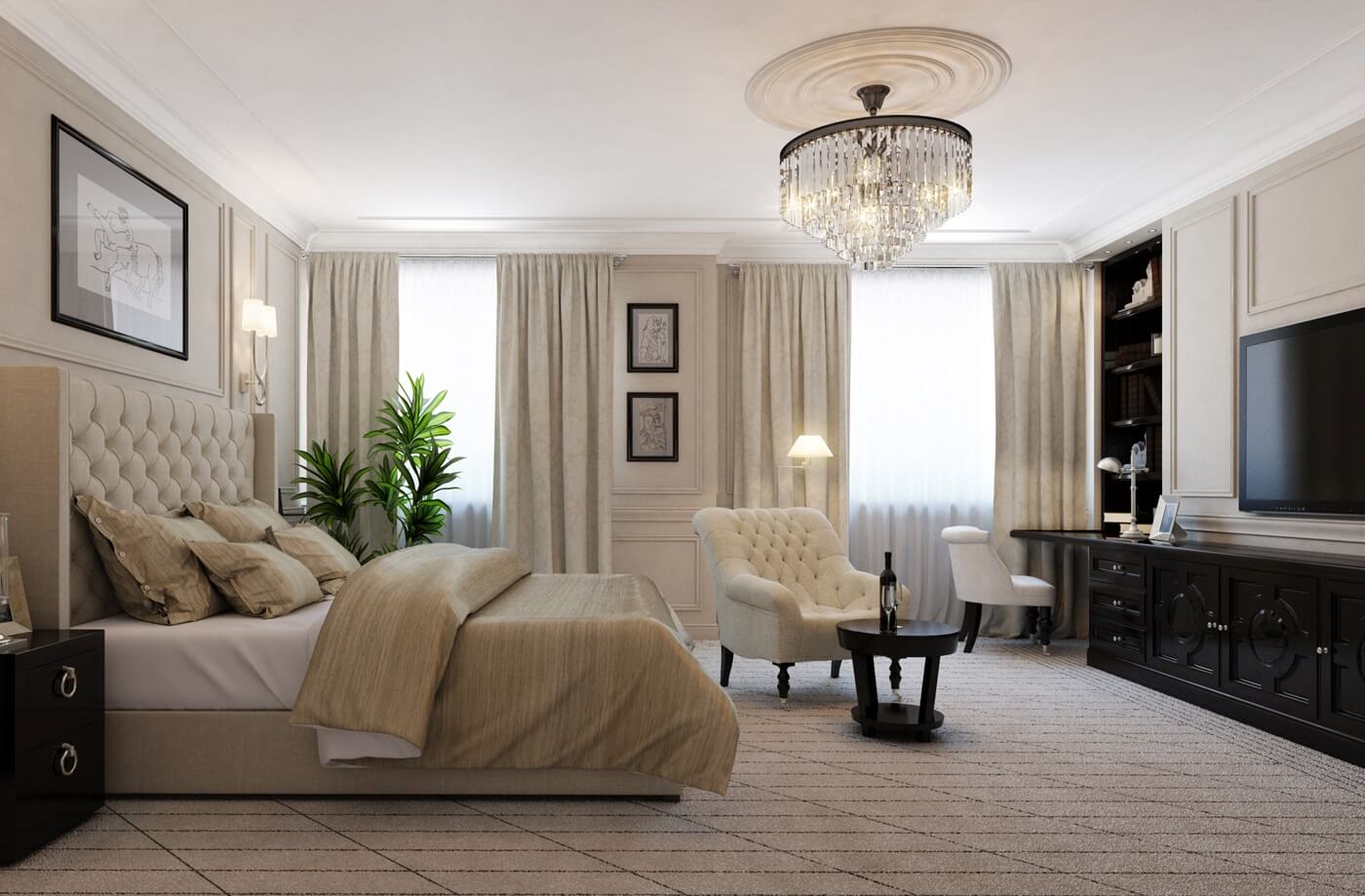neoklasik tarzı yatak odası fotoğraf seçenekleri