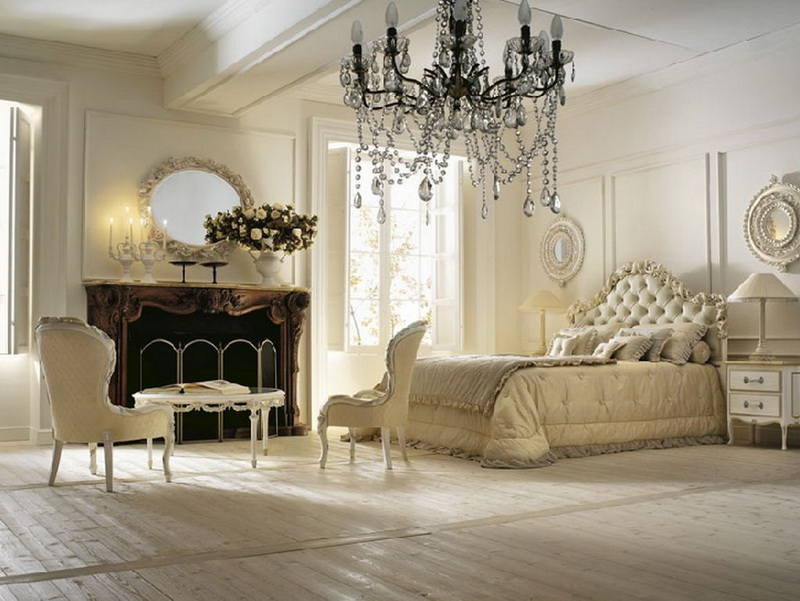 neoklasik yatak odası dekor görünümleri
