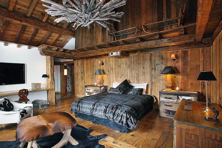 dağ evi yatak odası tasarımı fotoğraf
