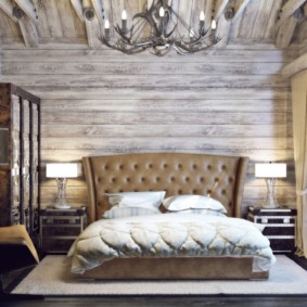 Chalet tarzı yatak odası fotoğraf dekorasyon