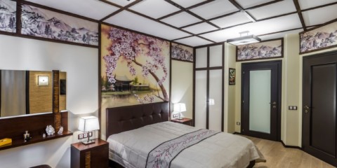 fotografie de design de dormitor în stil japonez
