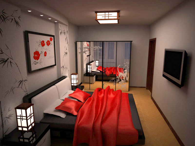 Japon tarzı yatak odası fotoğraf dekor