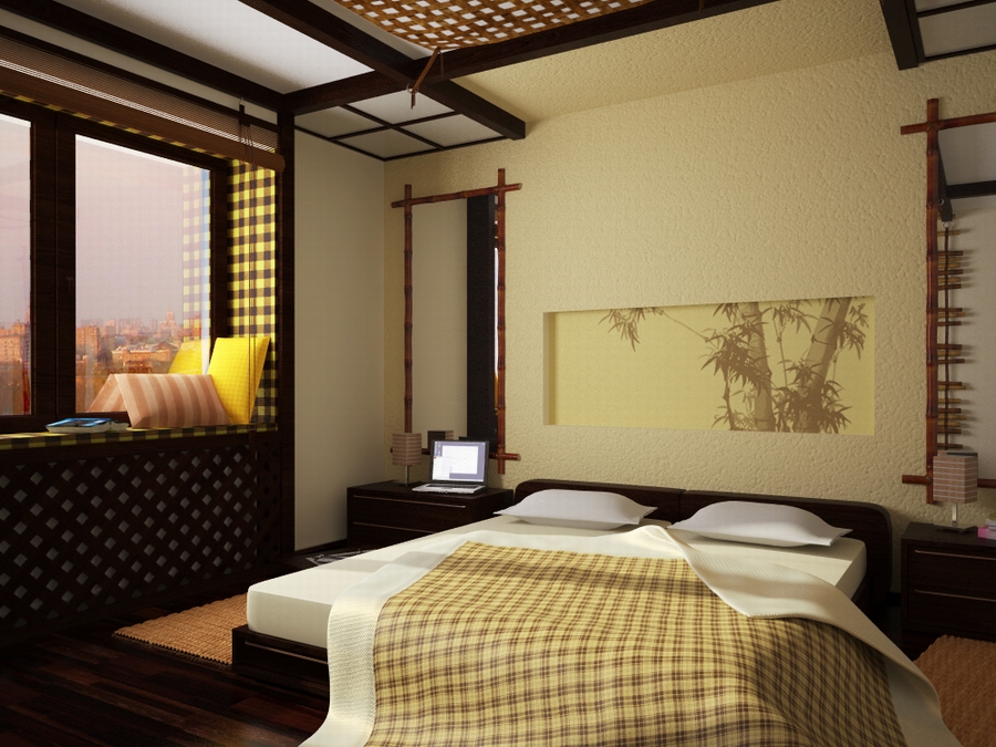 japāņu stila guļamistabas dizaina foto